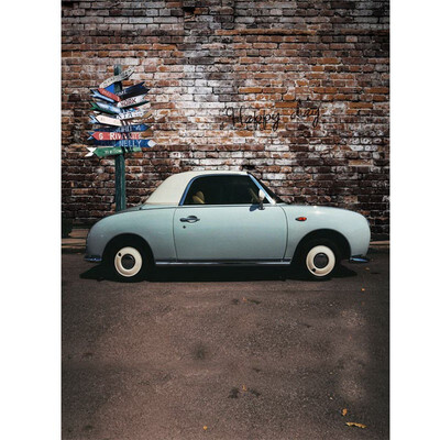 

Old Car Corner Photo Backdrop 57FT Vinyl Fabric Cloth Digital Printing Photo Background s-665