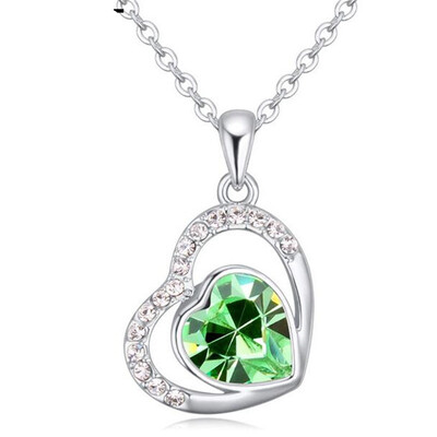 

Heart Pendant Necklace Crystal from Austrian Elements For Women Gifts Statement Jewelry White Gold Plated 22084
