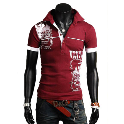 

CT&HF Men Leisure Fashion Silm Short Sleeve T-Shirt Korea Printing Lapel POLO Shirt Summer Hot Selling Handsome Personality Tops