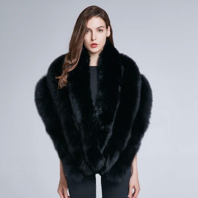 

Womens winter coat with fox fur collar warm fur shawl shawl scarves real fur coat warm stripes 2018 new discount sales