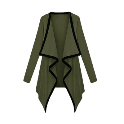 

New Fashion Women Asymmetric Outerwear Contrast Coat Long Sleeve Cape Cardigan Tops