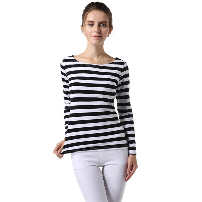 

POPBASIC Women's Long Sleeve Stripe Pattern T-Shirt Loose Casual Tops