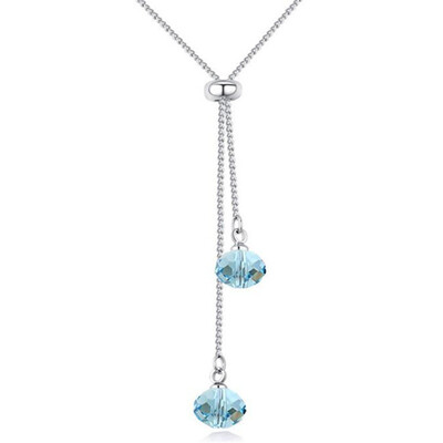 

Bohemian Long Drop Pendant Necklace Crystal From Austrian Elements Rhodium Plated Collares Women Summer Style Joyas 26001