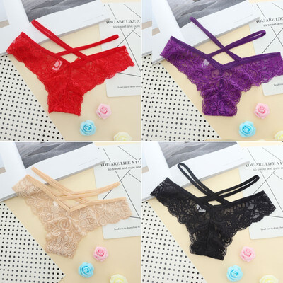 

Hot Fashion Women Sexy Lace Transparent Low Waist Hollow Underwear Girl Thongs Lady Briefs