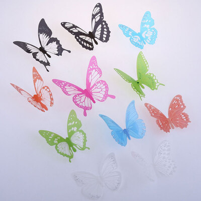 

DIY 3D Butterfly Wall Sticker Colorful PVC Art Decal Mirror Window Showcase Ornament - 12Pcs