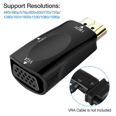 

HDMI to VGA Adapter Converter Cable with Audio Cable Support HD 1080P for Xbox X360 PS3 PS4 PC Laptop TV Box Projector