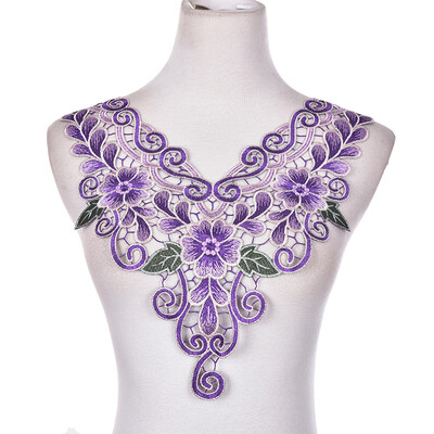 

1PC Embroidered Floral Lace Neckline Neck Collar Trim Clothes Sewing Patch B