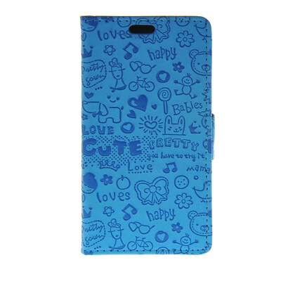 

MOONCASE Cute Little Witch Leather Side Flip Wallet Card Holder Stand Pouch ЧЕХОЛ ДЛЯ Huawei Ascend Y520 Blue