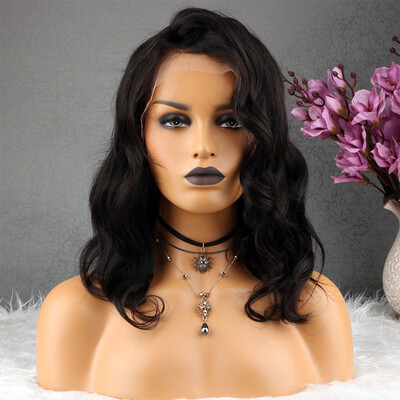 

9A Bob Lace Front Human Hair Wigs Pre-Plucked Brazilian Virgin Hair Wavy Short Wigs 130 Density