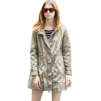 

BURDULLY England Style Womens Hooded Trench Coat 2018 Spring Autumn New Zipper Thin Outerwear Loose Female Coat Casaco Feminino