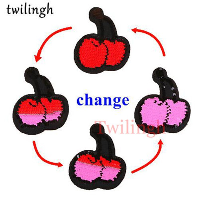 

twilingh 1pc Red Lip&Love Letter Reversible Change Color Sequins Patches DIY