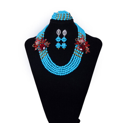 

6 Rows Pink Women Jewelry Set Handmade Beaded Crystal Necklace Fashion African Wedding Jewellery Set Bridal Jewelry Free Shipping