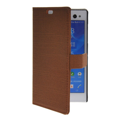 

MOONCASE Slim Leather Side Flip Wallet Card Slot Pouch with Kickstand Shell Back Case Cover for Sony Xperia C3 Brown