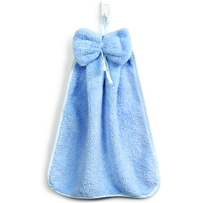 

Sanli coral velvet bow hanging towel thickening lint strong suction bathroom kitchen home multi-purpose hand towel 30 × 44cm light blue