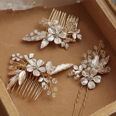 

Jonnafe Handmade Gold Leaf Women Headpiece Bridal Cute Hair Combs Pin Wedding Accessories Hair Ornaments