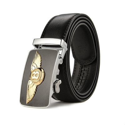 

XHtang Mens Belt Bentley Automatic Buckle Ratchet Leather Belt Wild Business Suit Belt