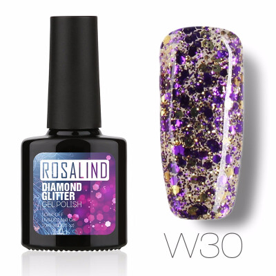 

ROSALIND Gel 1S PBlack Bottle 10ML Diamond Glitter W01-29 Gel Nail Polish Semi Permanent Nail Art UV&LED Soak-Off gel lacquer