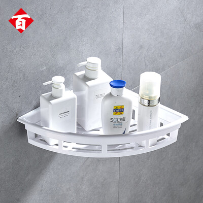 

Hundred words bathroom shelf plastic corner bathroom shelf free punching installation single layer
