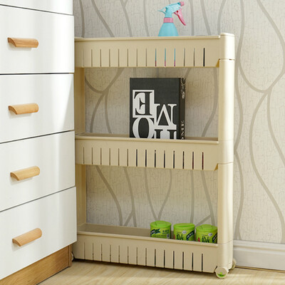 

Donghe DONGHE bathroom kitchen quilted rack storage rack bathroom storage finishing rack with wheels removable three-tier