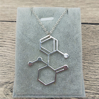 

New Trendy Small Ketamine Molecule Necklace in Rectangle Multipolar Neuron Biology Gift Psychology Jewellery