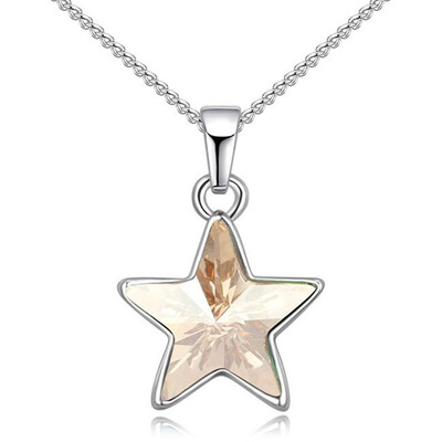 

Fashion Crystal Star Pendant Necklaces Chain Necklace For Women Made with Crystal from Austria White Gold Plated 26628