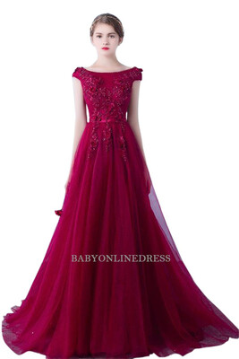 

2018 Long Evening Dresses 3D Flower Beading Elegant Formal Gowns Evening Party Dresses