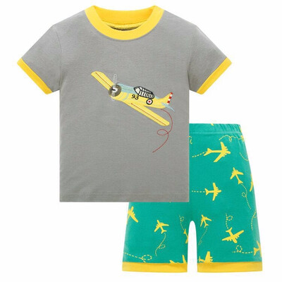 

Kids boys Cartoon short-sleeved pajamas set 2T-7T Construction vehicle pattern