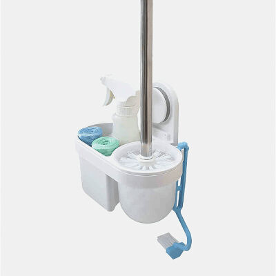 

Rich suction cup toilet brush shelf set free punching wall-mounted toilet brush holder with base