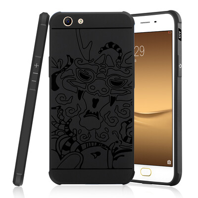 

Goowiiz Phone Case For Oppo A39A57A59F1s Carved Dragon Thin Matte soft Silicone Prevent falling