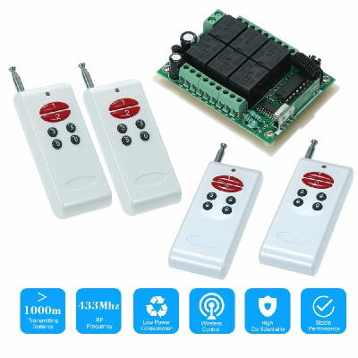 

433Mhz DC 12V 6CH Channel Universal 10A Relay Wireless RF Remote Control Switch Receiver Module And 1pcs 6 Key RF 433 Mhz Transmit