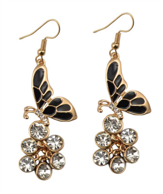 

Idealway New fashion Gold Clear Crystal Butterfly Shape Hook Dangle Earrings Women Jewelry