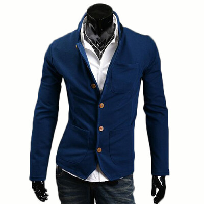

Zogaa New Men's Suit Slim Color Matching Collar Stand Collar