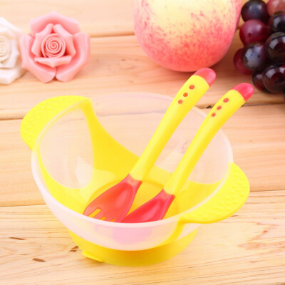 

Baby Suction Cup Bowl Slip-resistant Tableware Temperature Sensing Spoon Set