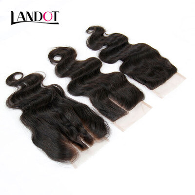

8A Brazilian Body Wave Virgin Hair Lace Closure FreeMiddle3 Three Wavy Part Remy Human Hair Closure 4x4 inch Swiss Lace Closure