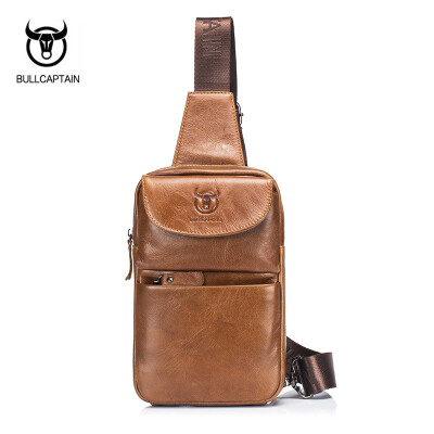 

BULLCAPTAIN 2018 Brand Genuine Leather Men Chest Bag Fashion Crossbody Bags For Men Small Causal Shoulder Bag Message Bags XB098