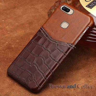 

Genuine Leather Phone Case For Vivo X20 Case Crocodile Texture & Oil wax leather Back Cover For X9 X9s Plus Case