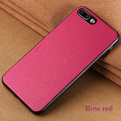 

Genuine Leather Phone Case For iPhone 7 8 Plus Case Litchi Texture Back Cover For X 6 6S Plus Case