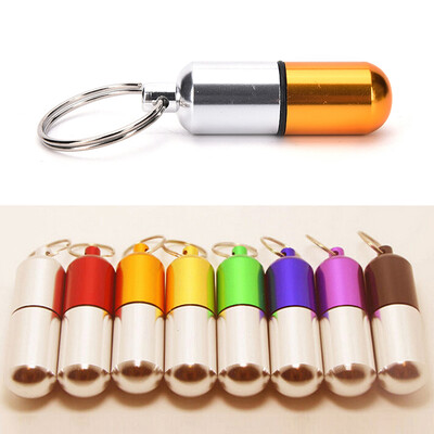 

Mini Waterproof Aluminum Medicine Pill Box Case Bottle Holder Container Keychain