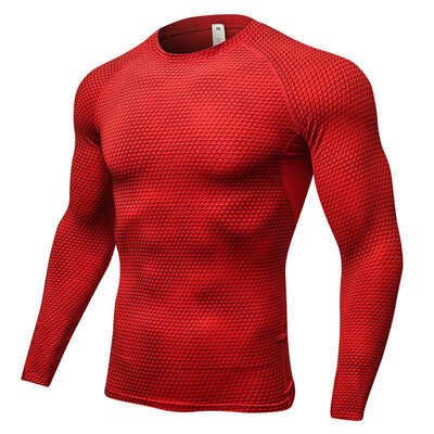 

Mens Fashionable Sportswear Fitness Mens T-Shirts Basketball Running Elastic Training Compression Mens Long Sleeve Tops