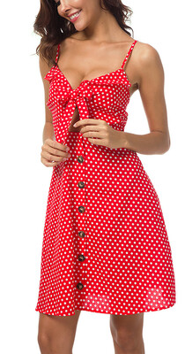 

Womens Tie Front Midi Dress Bow knot Printing Sleeveless Dresses Floral
