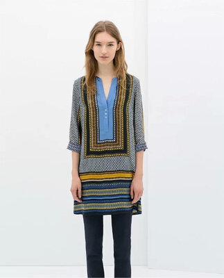 

Fashion Vintage Style Geometric Pattern V Neck Dress Half Sleeve Slim Casual Party Evening Dress