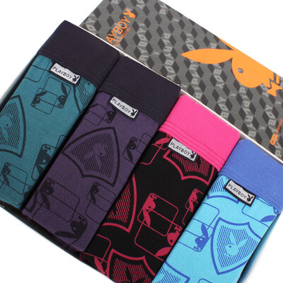 

Playboy men &39s underwear male flat pants bamboo fiber printed shield in the waist gift box 4 installed color XL code