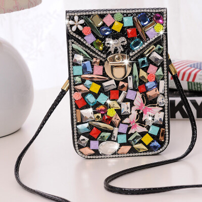 

Luxury flash diamond female messenger bag mini phone bag shoulder bag famour brand designer bags handbags clutch bag