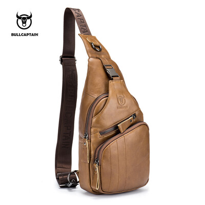 

BULLCAPTAIN Genuine Leather Men Messenger Bag Casual Crossbody Bag Fashion Mens Handbag men chest bag Male Shoulder Bag