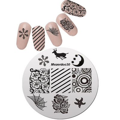 

Christmas Snowflakes Nail Art Stamp Stamping Deer Spider Web Patterns Nails Manicure Tools Nail Stamp Polish Mezerdoo30