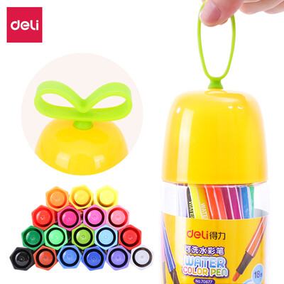 

Deli deli long grass Yan Tuanzi series 18 colors washable student watercolor pen childrens hexagonal painting pen 70677