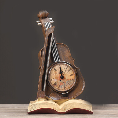 

Inkfish retro ornaments violin clocks 2340 Chinese style simple ancient elegant crafts gifts bedroom study TV cabinet wine cabinet decorations ornaments