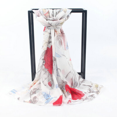 

Guttavalli Fashion Chiffon Flowers Print Soft Long Scarf Women Summer Floral Shawl Skinny Sunscreen Nice Wraps