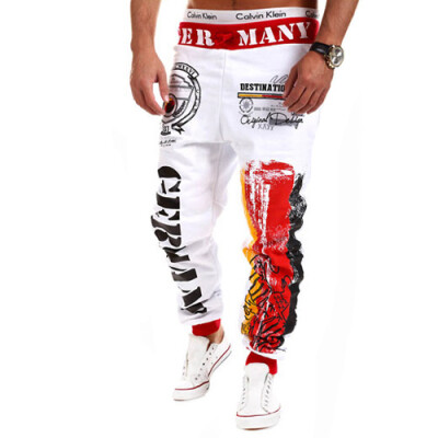 

CT&HF Men Contracted Loose Letters Printed Pants Leisure Fashion Sports Pants Spring Cotton Handsome Personality trousers