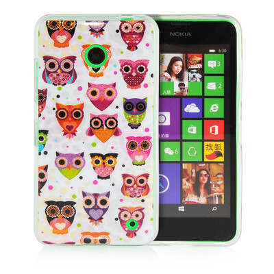 

MOONCASE Cute Owl Soft Flexible Silicone Gel TPU Skin Shell Back ЧЕХОЛ ДЛЯ Nokia lumia 630